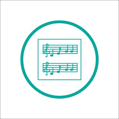 Müzik notaları düz simge, vektör illüstrasyonu 