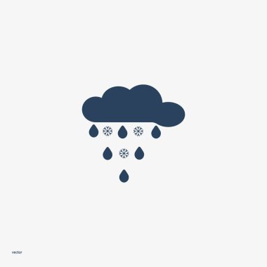 yağmur bulutu düz simgesi, vektör, illüstrasyon 