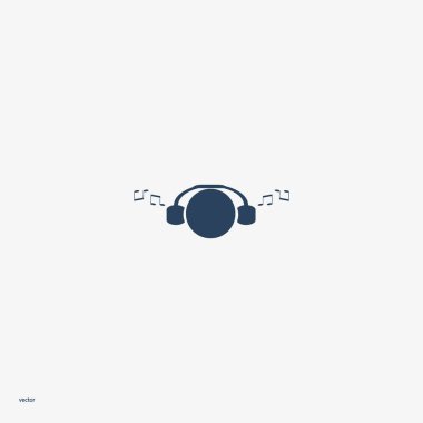 kulaklık yassı simgesi, vektör, illüstrasyon 
