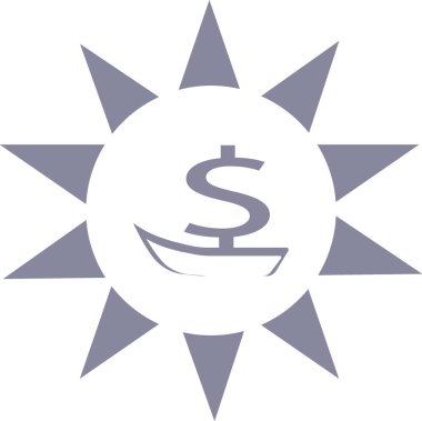 dolar işareti ile tekne yelken, vektör çizim 