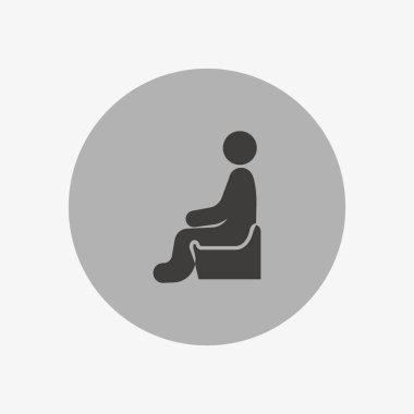 Erkek avatar oturma sandalye düz simgesi, vektör, illüstrasyon  