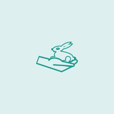 Bunny el düz simgesi, vektör çizim