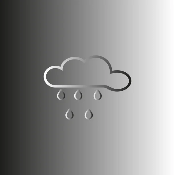 Pluie Nuage Plat Icône Vecteur Illustration — Image vectorielle