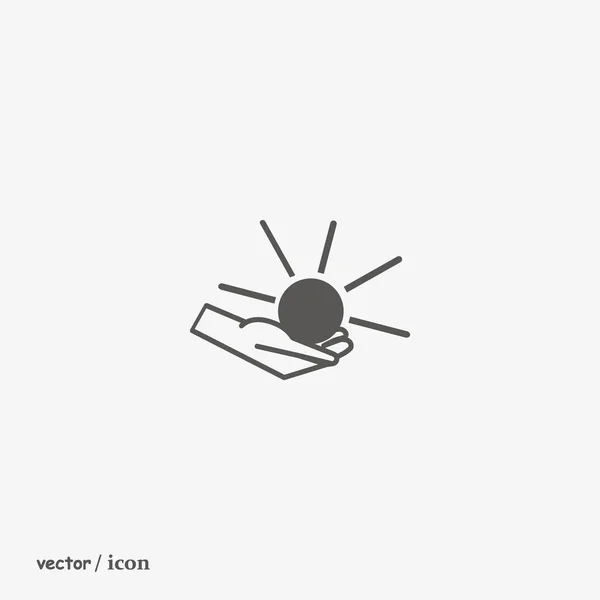 Sonne Der Hand Flaches Symbol Vektorabbildung — Stockvektor