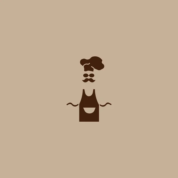厨师剪影在帽子和围裙图标 — 图库矢量图片