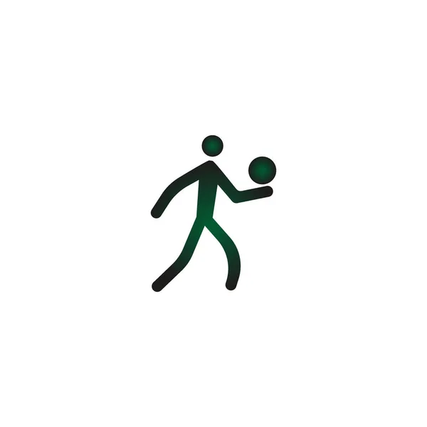 Silueta Hombre Corriendo Con Bola Icono Simple — Vector de stock