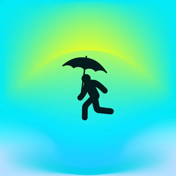Correndo Avatar Com Ícone Guarda Chuva Plana Vetor Ilustração — Vetor de Stock