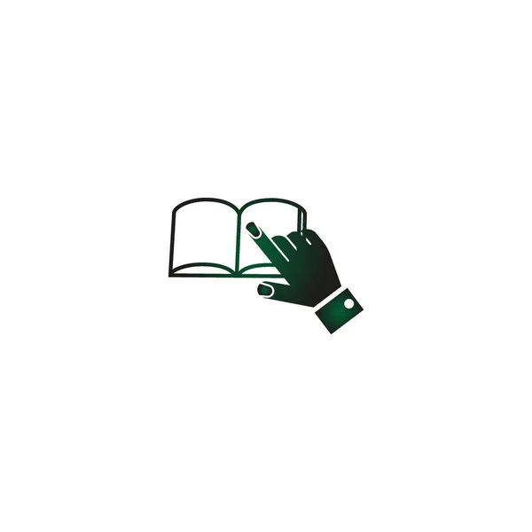 Mano Apuntando Libro Icono Simple — Vector de stock