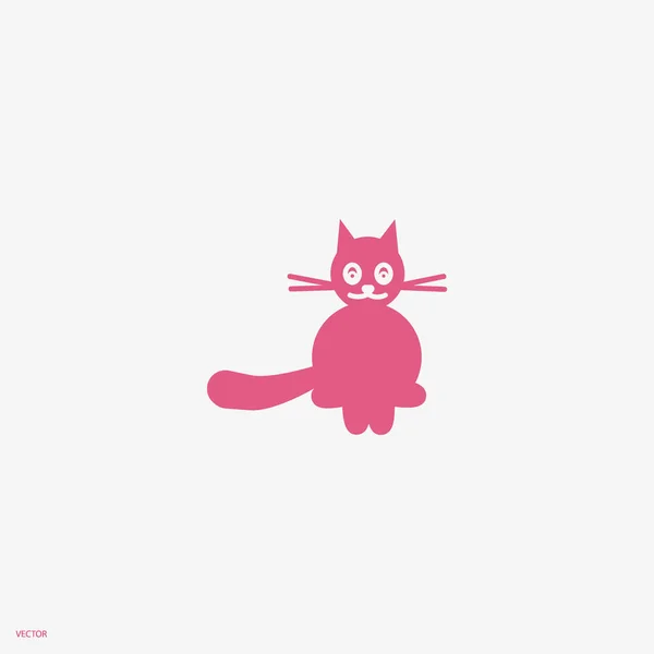 Icono Vectorial Minimalista Gato Amigable Divertido — Vector de stock