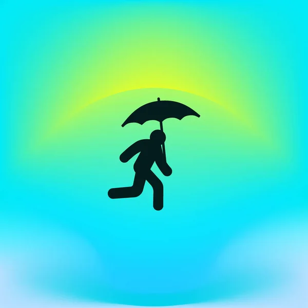 Avatar Cours Exécution Avec Icône Plate Parapluie Vecteur Illustration — Image vectorielle