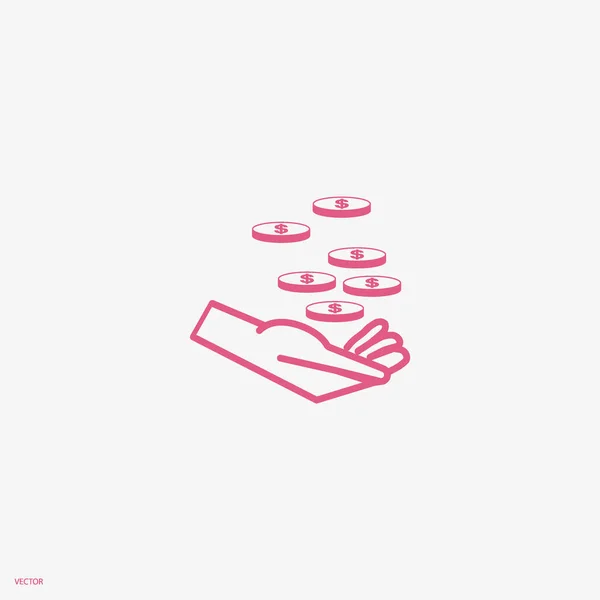 Hand Mit Münzen Flaches Symbol Vektor Illustration Charity Konzept — Stockvektor