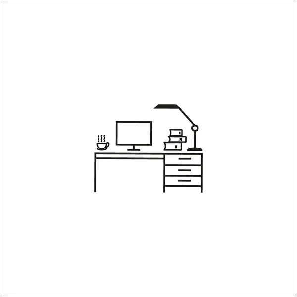 Working Place Laptop Vector Illustration — Stock Vector