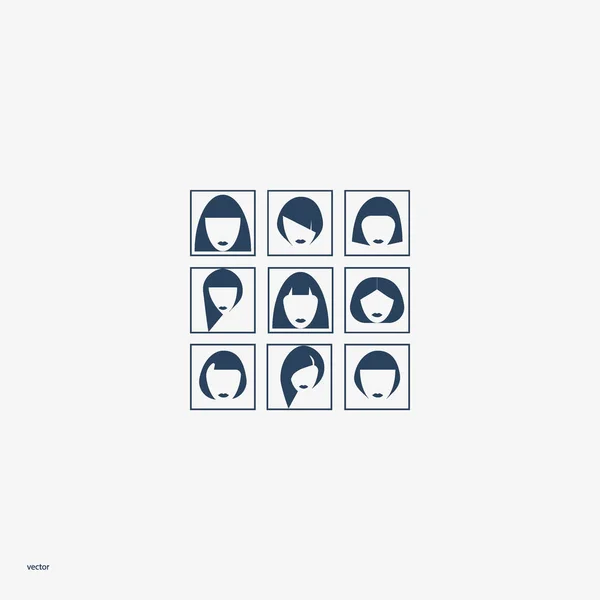 Icônes Vectorielles Minimalistes Différentes Coiffures — Image vectorielle