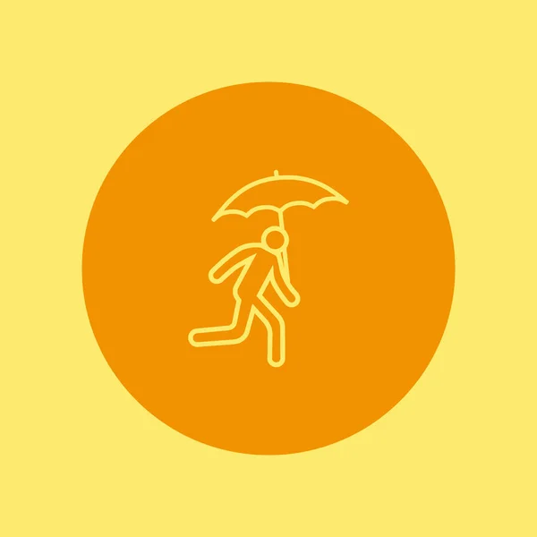 Силуэт Бегущего Человека Зонтиком Простой Иконкой — стоковый вектор