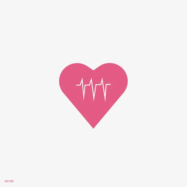 Heart Cardiogram Flat Icon Vector Illustration — Stock Vector