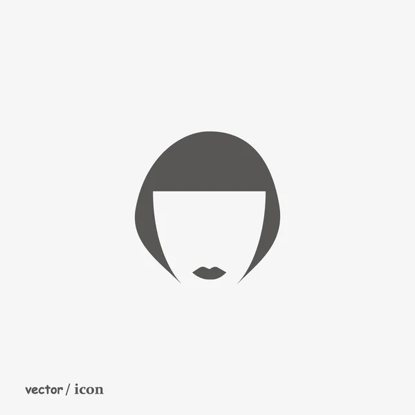 Icône Vectorielle Minimaliste Tête Féminine Avec Coiffure Courte — Image vectorielle
