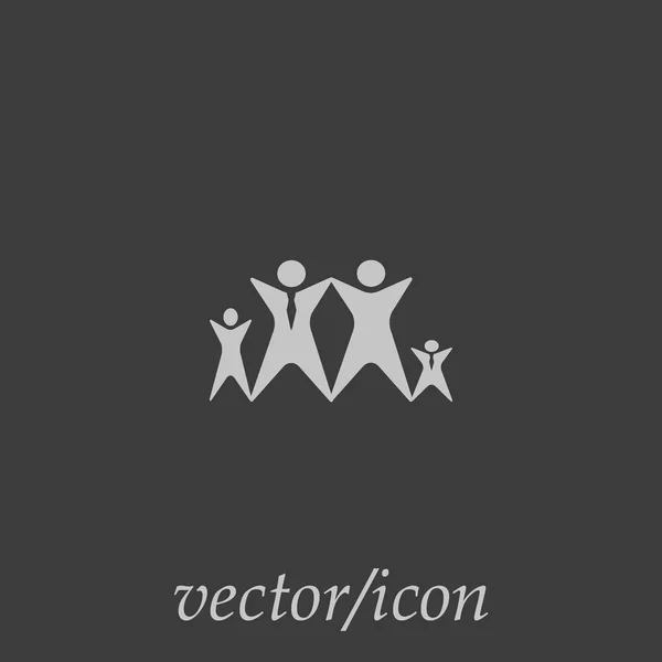 Vector Icon Four People Standing Together Raised Hands — Stock Vector