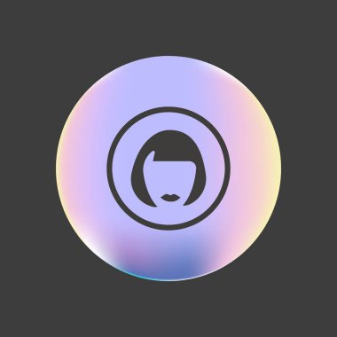 kadın baş kısa saç modeli ile minimalist vektör simgesi