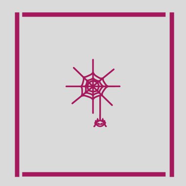 minimalist simgesi spiderweb ve örümcek, vektör çizim
