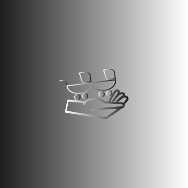 el düz stil simgesi, vektör çizim üzerinde iki bebek arabası  