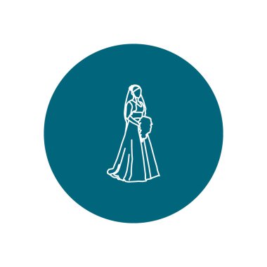 gelinlik giyen gelinin minimalist vektör simgesi