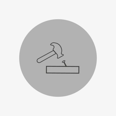 isabet tırnak düz simgesi, vektör, illüstrasyon çekiç