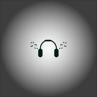 kulaklık yassı simgesi, vektör, illüstrasyon 