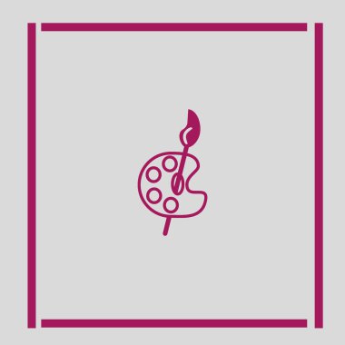 Ressam paleti fırça düz simgesi, vektör, illüstrasyon 