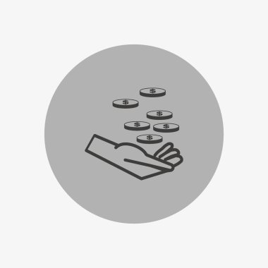 El paralar düz simgesi, vektör, illüstrasyon, sadaka kavramı ile 