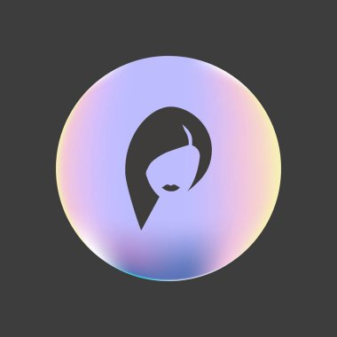 kadın kafa uzun saç modeli ile minimalist vektör simgesi