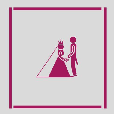 Gelin ve damat birlikte ayakta minimalist vektör simgesi