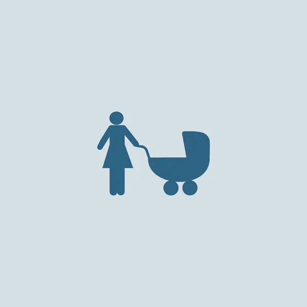 Vector Icon Mother Standing Baby Carriage — Stock Vector