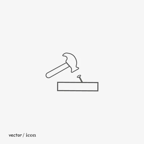 Marteau Frapper Ongle Icône Plate Vecteur Illustration — Image vectorielle