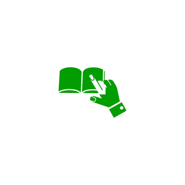 Mano Apuntando Libro Icono Simple — Vector de stock