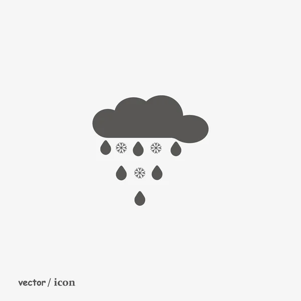 雨の雲フラット アイコン ベクトル イラスト — ストックベクタ