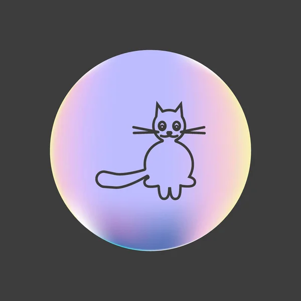 Minimalistic Vector Icon Funny Friendly Cat — Stock Vector