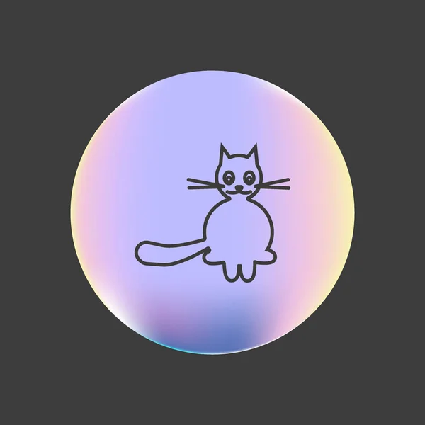 Icono Vectorial Minimalista Gato Amigable Divertido — Vector de stock