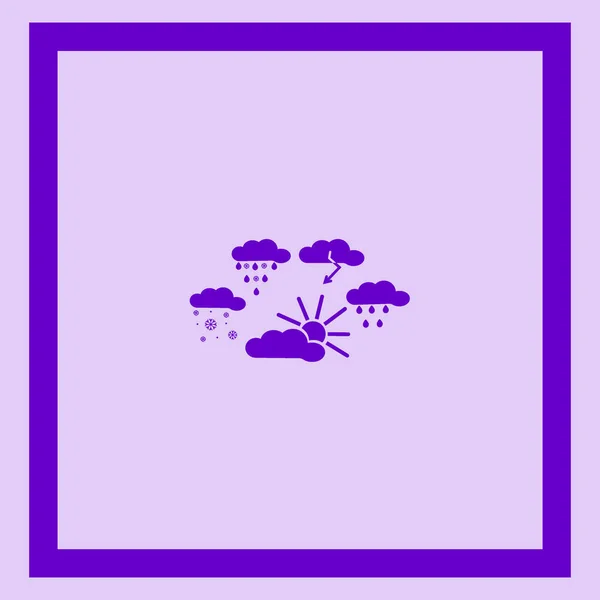 Ομάδα Καιρικό Εικονίδιο Επίπεδη Σύννεφα Διάνυσμα Εικονογράφηση — Διανυσματικό Αρχείο