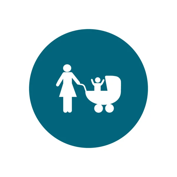 Mutter Mit Kinderwagen Mutterschaft Konzept Vektorsymbol — Stockvektor