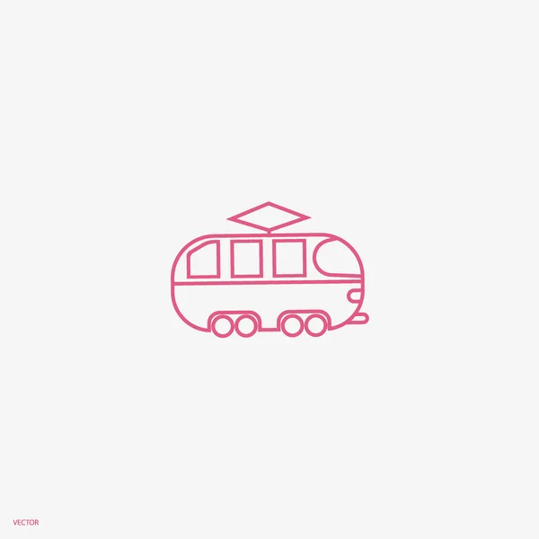 Minimalistische Klassieke Tram Vector Pictogram — Stockvector