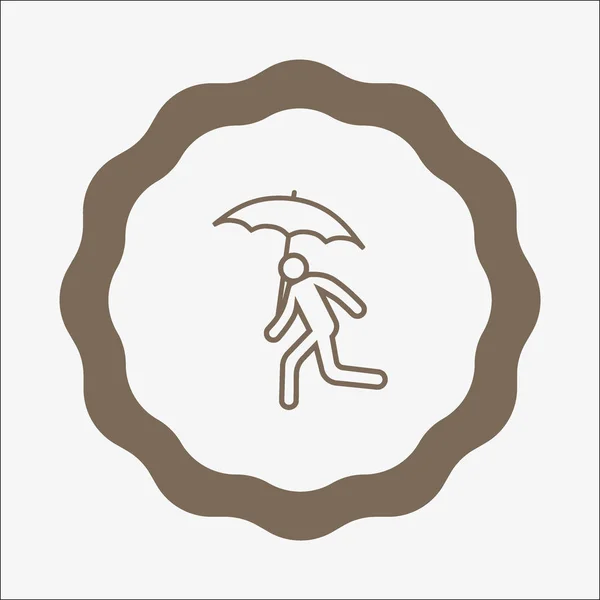 Running Avatar Umbrella Flat Icon Vector Illustration — Stock Vector