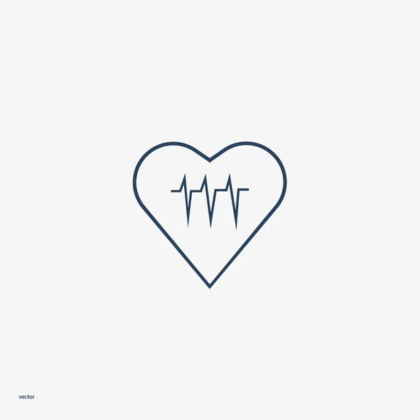 Cardiograma Del Corazón Icono Plano Vector Ilustración — Vector de stock