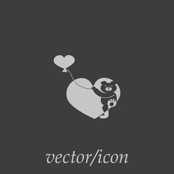 Bonito Oso Con Corazón Globo Vector Ilustración — Vector de stock