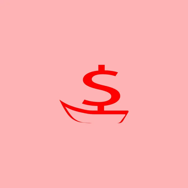 Barco Con Signo Dólar Vela Vector Ilustración — Vector de stock