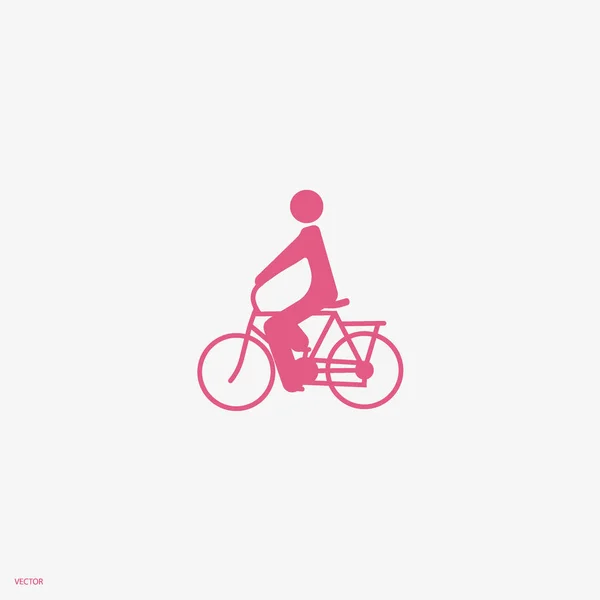 Mannelijke Silhouet Paardrijden Fiets Eenvoudig Pictogram — Stockvector