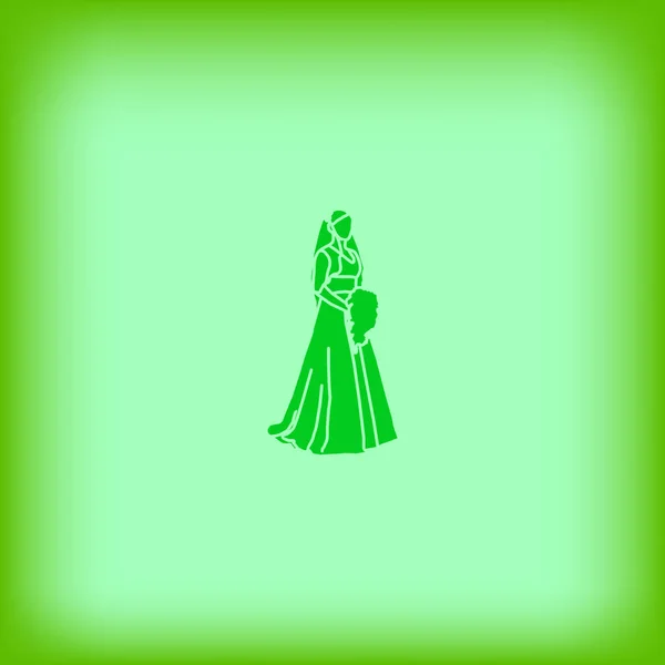 Minimalistic Vector Icon Bride Wearing Wedding Gown — Stock Vector
