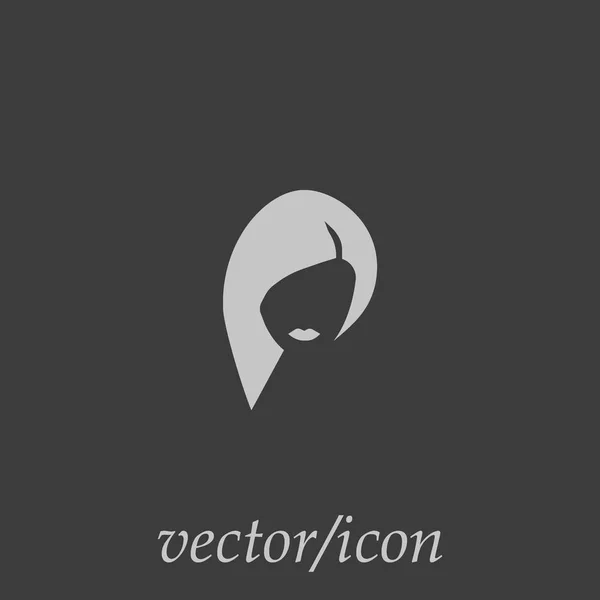 Icono Vectorial Minimalista Cabeza Femenina Con Peinado Largo — Vector de stock