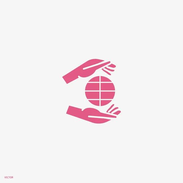 Vektor Symbol Illustration Menschlicher Hände Mit Globus — Stockvektor