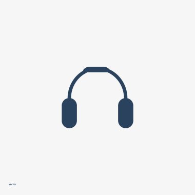 kulaklık yassı simgesi, vektör, illüstrasyon 