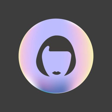 kadın baş kısa saç modeli ile minimalist vektör simgesi